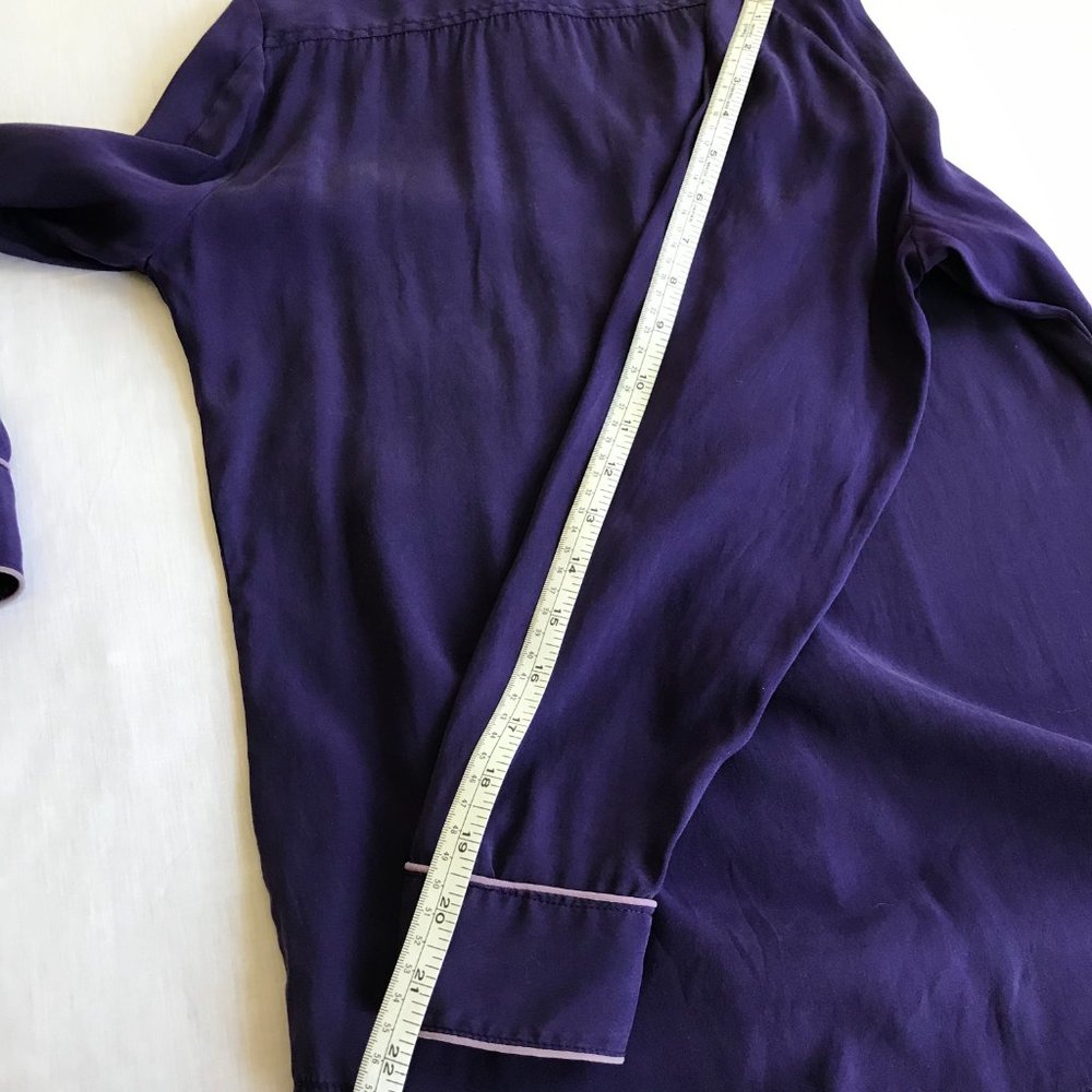 Y2K Vntg Zac Posen Z Spoke 10 Stretch Silk Purple Blouse Peter Pan Collar Piping - Picture 9 of 9